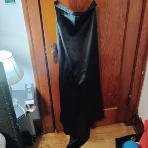 Elegant Black Satin Floor Length Skirt With Train